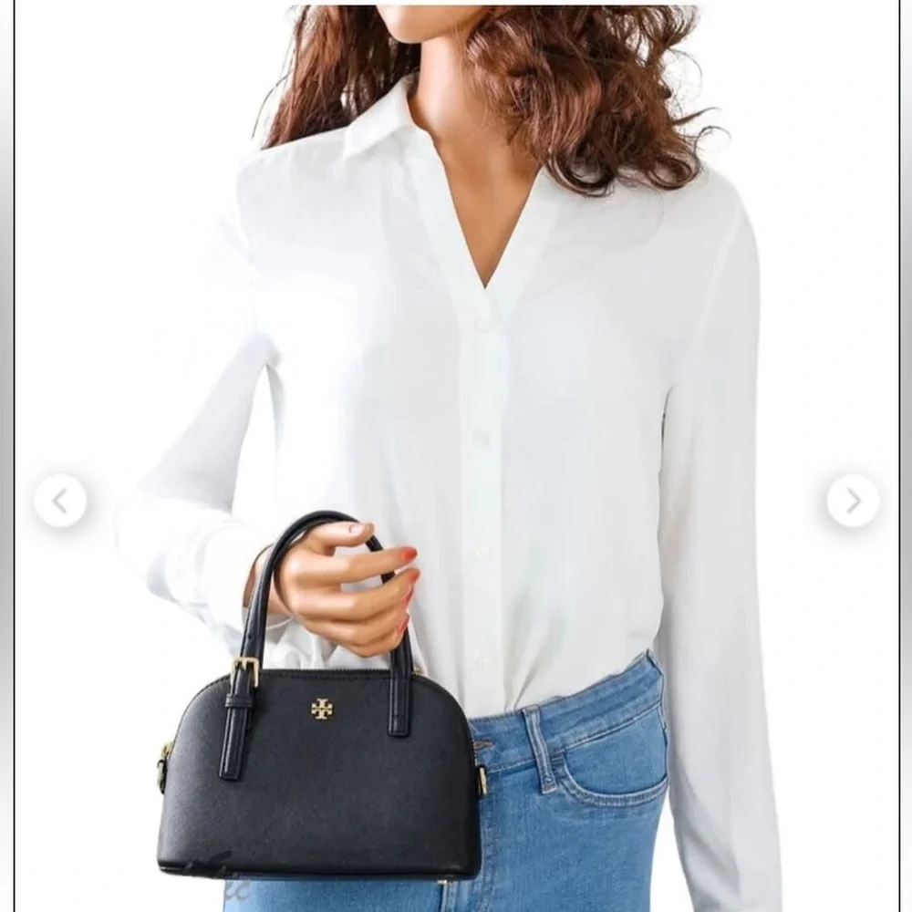 Tory Burch Black Crossbody Satchel with Gold Hardware
